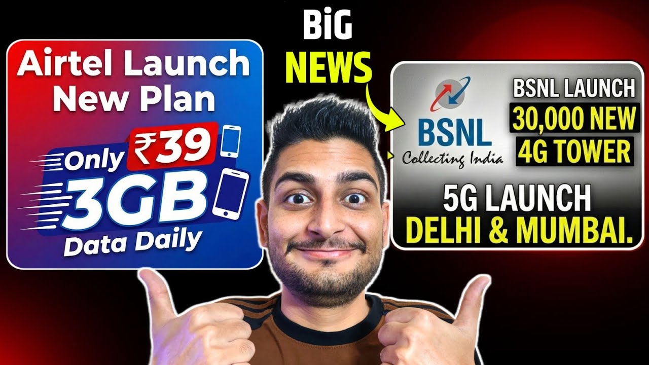 Airtel Launch New Plan Only 39 With Daily 3gb Data | Bsnl Launch 30,000 New 4G Tower | Oneplus 15T