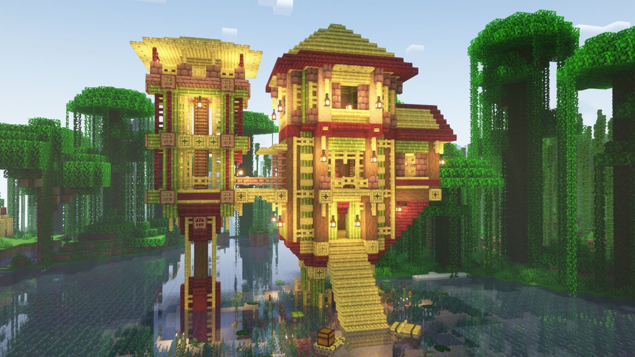 How to build Bamboo House - Minecraft tutorial