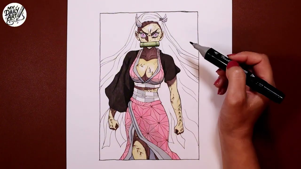 How to draw Nezuko Kamado Demon Form 🔥 | Epic Demon Slayer Fanart | Anime Marker Drawing