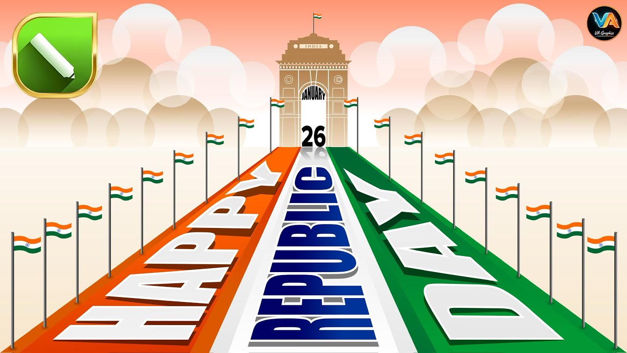 Republic Day 2026 Graphic Design in CorelDRAW | India Gate Design