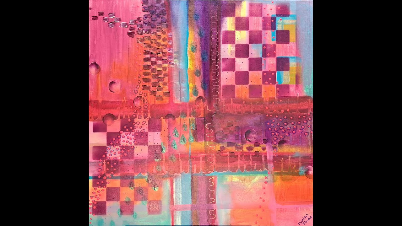 intuïtief abstract schilderen met acryl nr 44 van 50 door Atelier Typisch Tineke