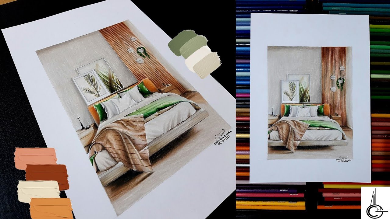 HOW TO RENDER ARCHITECTURAL INTERIOR•COLORED PENCILS|phobie_arts