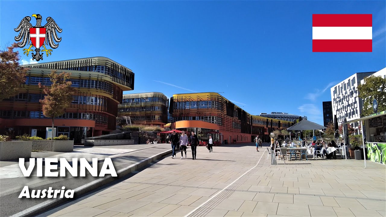 Vienna, Austria. A walk in the campus of WU (Vienna University of Economics and Business). 4K