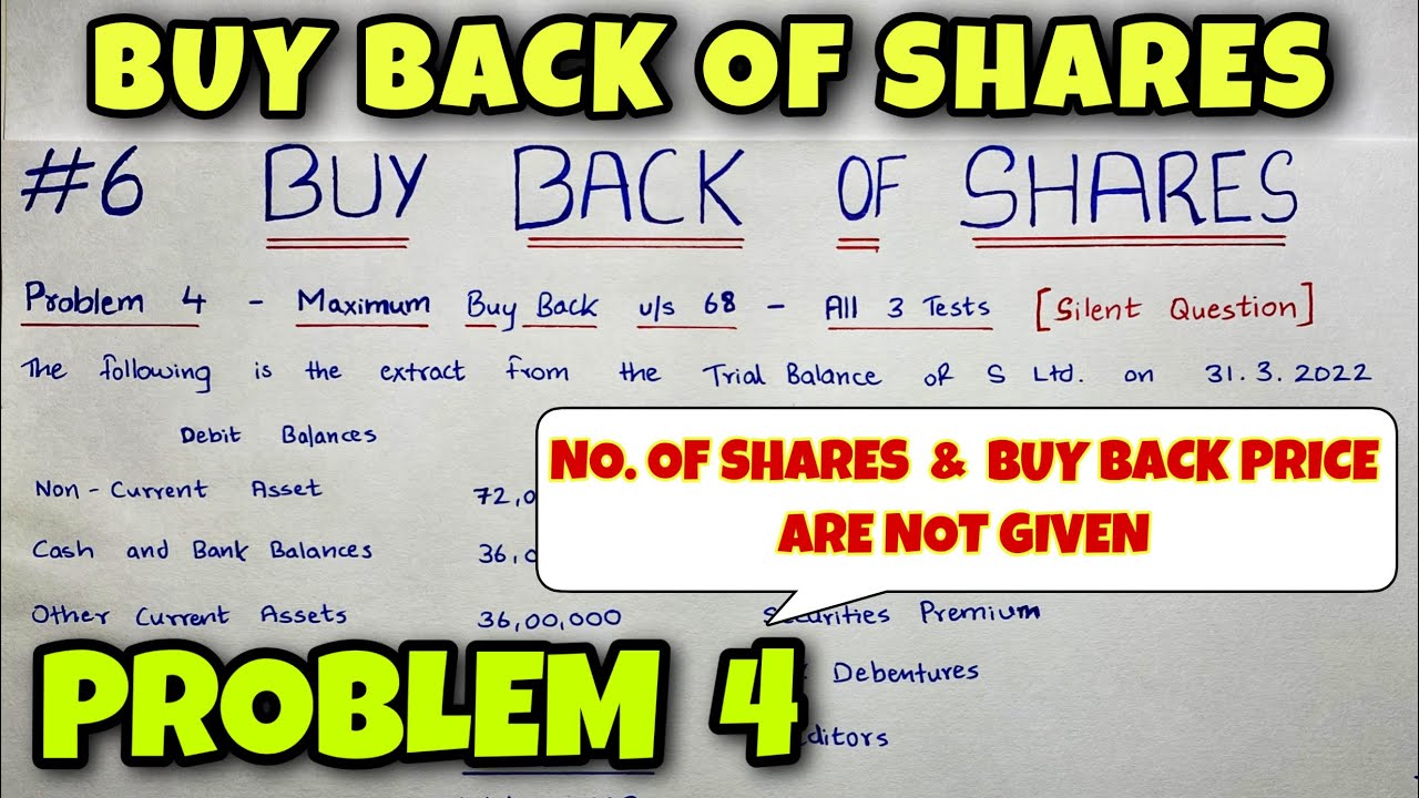 #6 Buy Back of Shares - Problem 4 - All Tests - By Saheb Academy