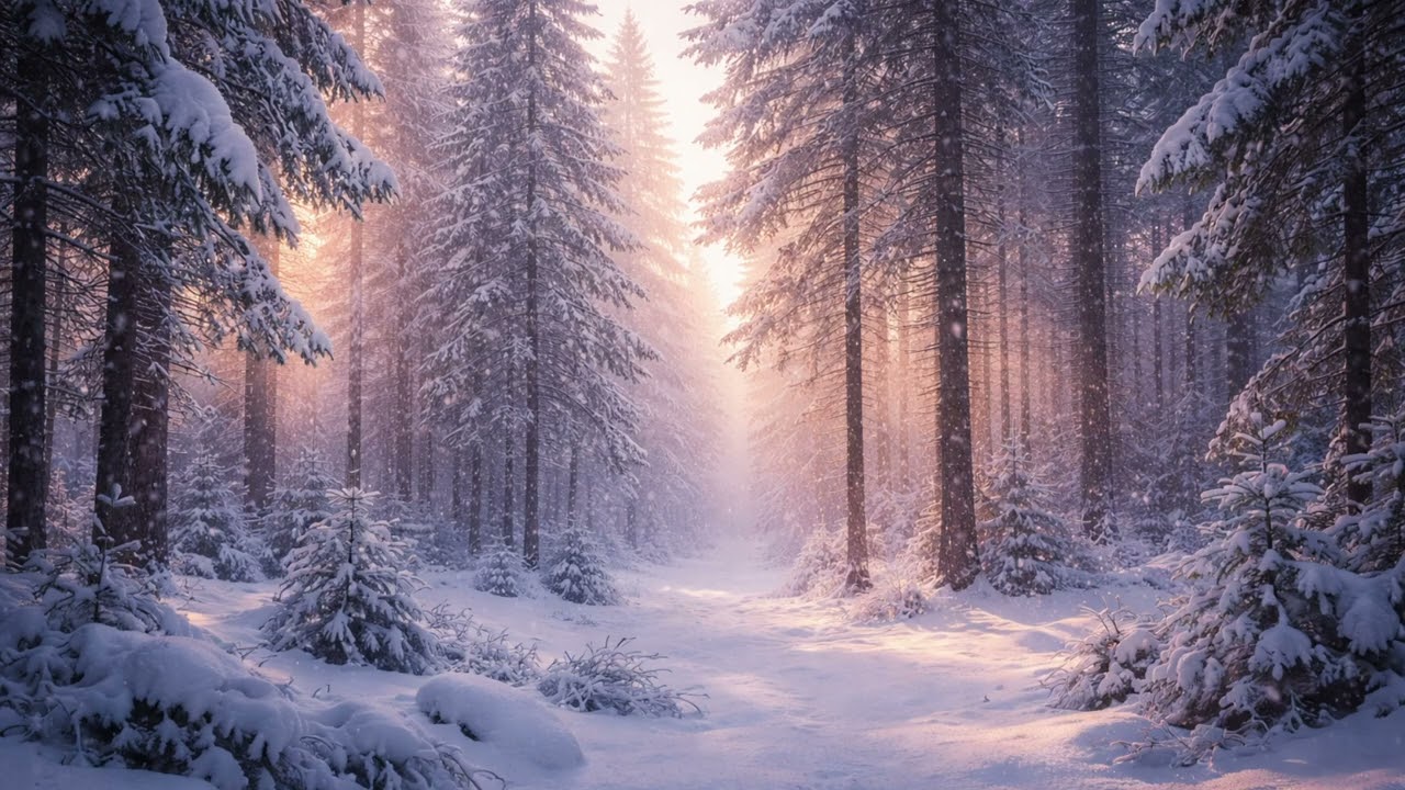 Snowy Pine Forest at Dawn  Winter Nature Screensaver 2 Hours TV Wallpaper