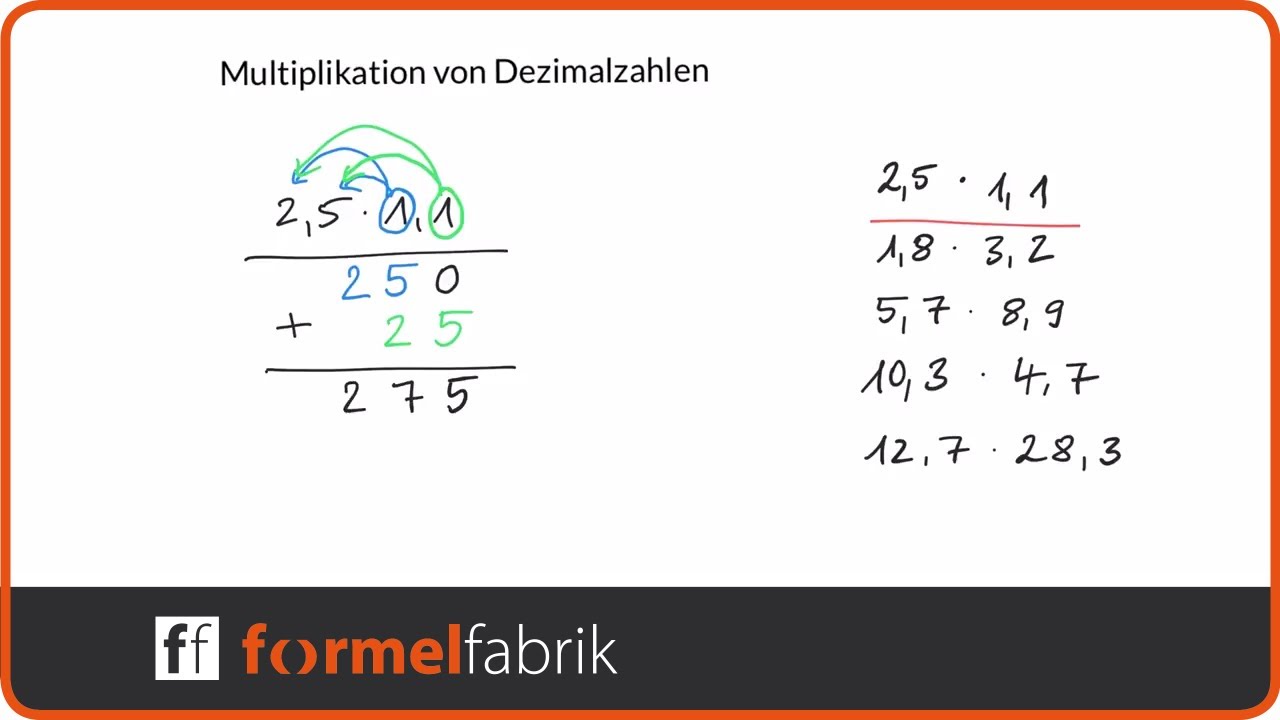 Schriftliche Multiplikation von Dezimalzahlen (Kommazahlen) – Trainingsvideo