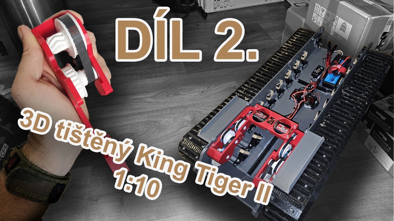 3D tištěný RC tank King Tiger II 1:10 – Díl 2: Korba a převodovky+CENA!!! (3D printed King Tiger II)