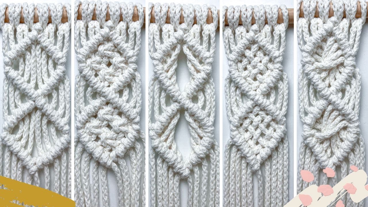 5 DISEÑOS de DIAMANTES en MACRAMÉ para principiantes | ROMBOS EN MACRAMÉ paso a paso