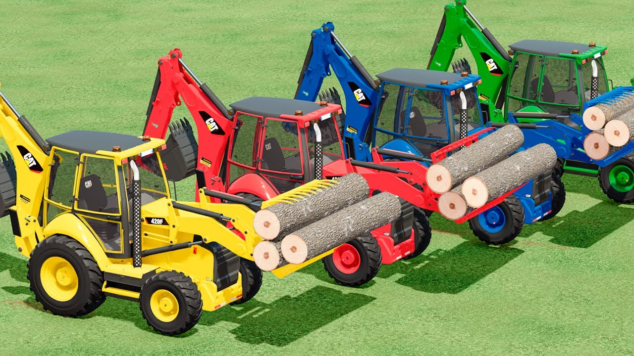 LOADER OF COLORS ! LOGGING & LOADING & TRANSPORTING WOOD  with  CAT LOADERS ! Farming Simulator 22