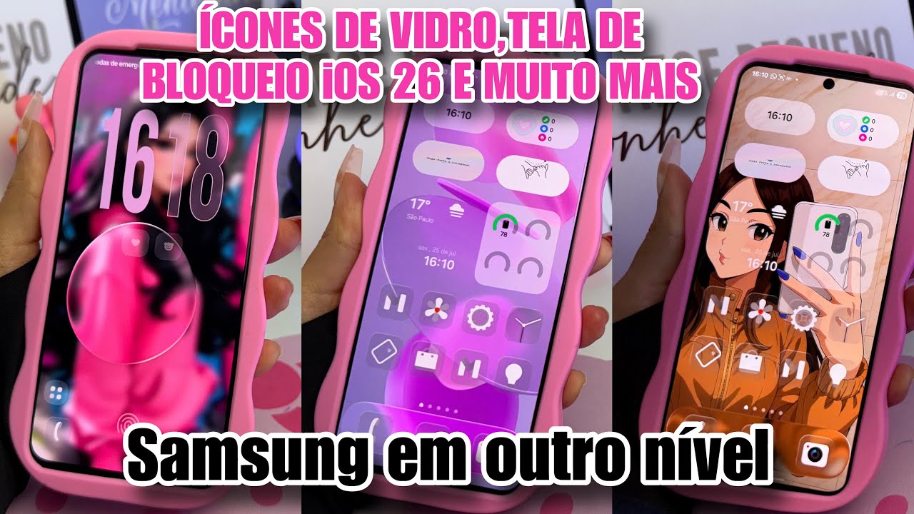 SAMSUNG LBEROU🔥NOVOS ÍCONES COM EFEITO VIDRO + TELA DE BLOQUEIO E INICIAL ESTILO GLASS
