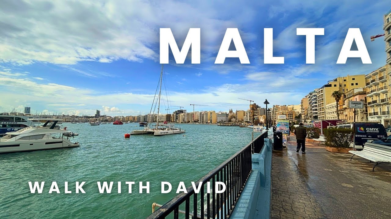 🇲🇹 Malta Walking Tour | Sliema and St Julian’s Promenade cafes | 4K 60fps HDR