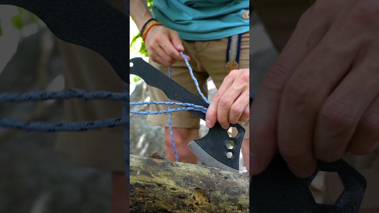 🪓 DIY Axe Handle from Rope. #camping #survival #bushcraft #outdoors #forest #lifehacks