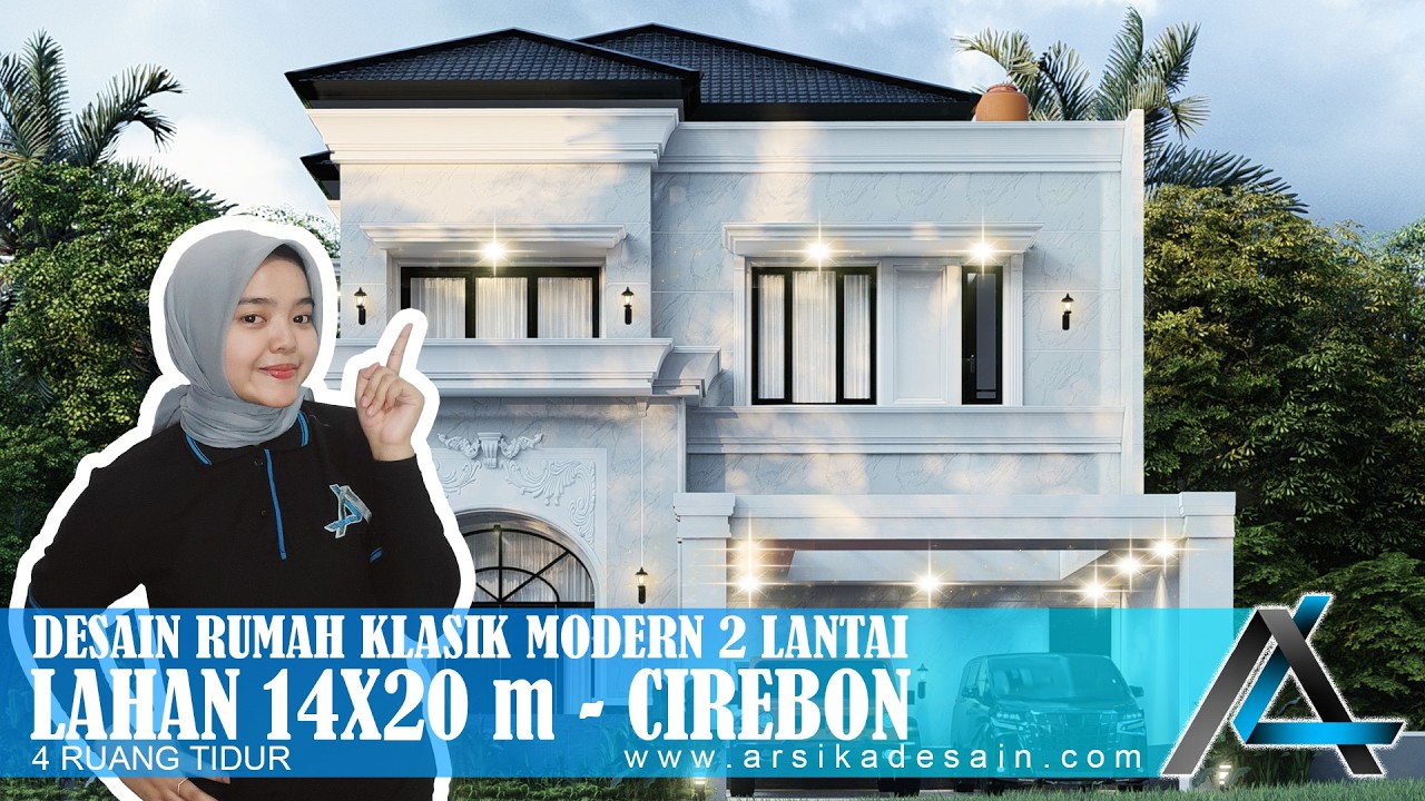 DESAIN RUMAH 14 X 20 METER I CIREBON - RUMAH KLASIK MODERN #arsitekjakarta #arsikajakarta