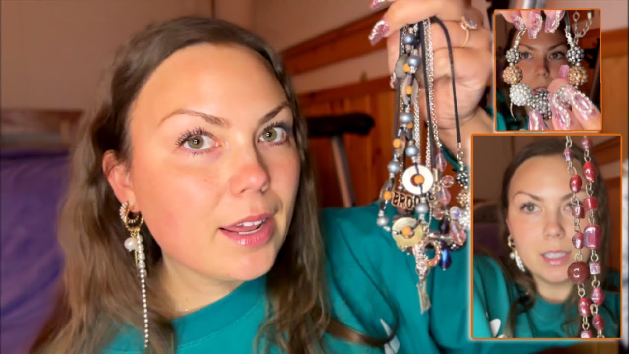 asmr/ unique necklace collection🤩⚡️ (jewelry sounds, over explaining)