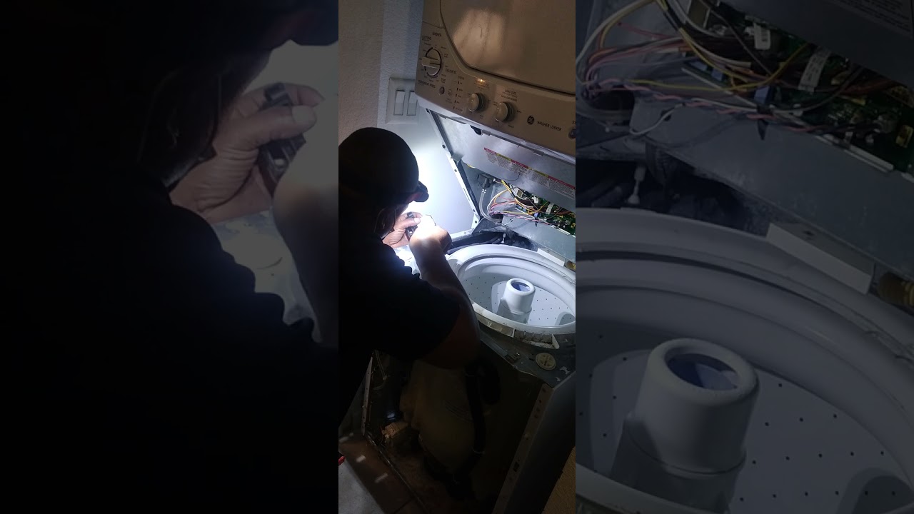 Part 1 of GE GTUP240EM5WW Laundry center repair  -  How to install  seal & Gear assembly WH16X10185