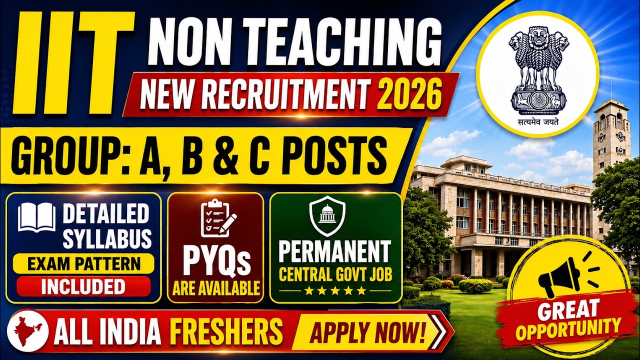 IIT Non Teaching Recruitment 2026 🔥Group A, B & C Posts 🎯Permanent Central Gov Job 😍 Freshers