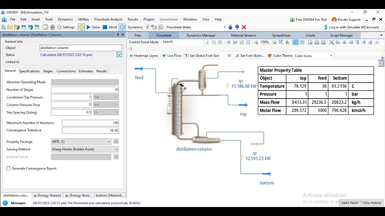 Separation of ethanol-water mixture using short cut and detailed distillation columns//DWSIM LEC 02