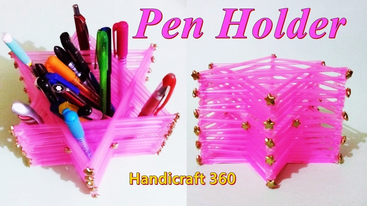 How To Make Pen Holder With Straws | Drinking Straw Craft Ideas | Handicraft 360