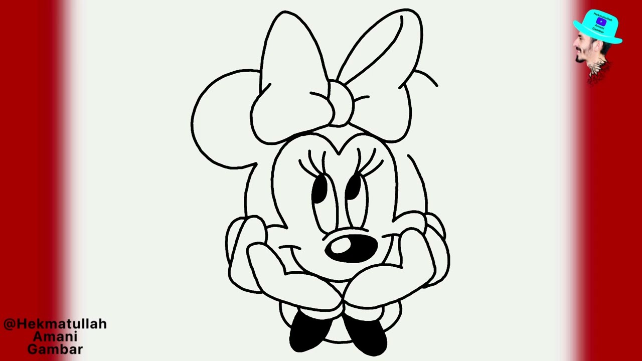 Cara Menggambar Minnie Mouse yang Lucu dengan Mudah | Tutorial Gambar Garis (Line Art)