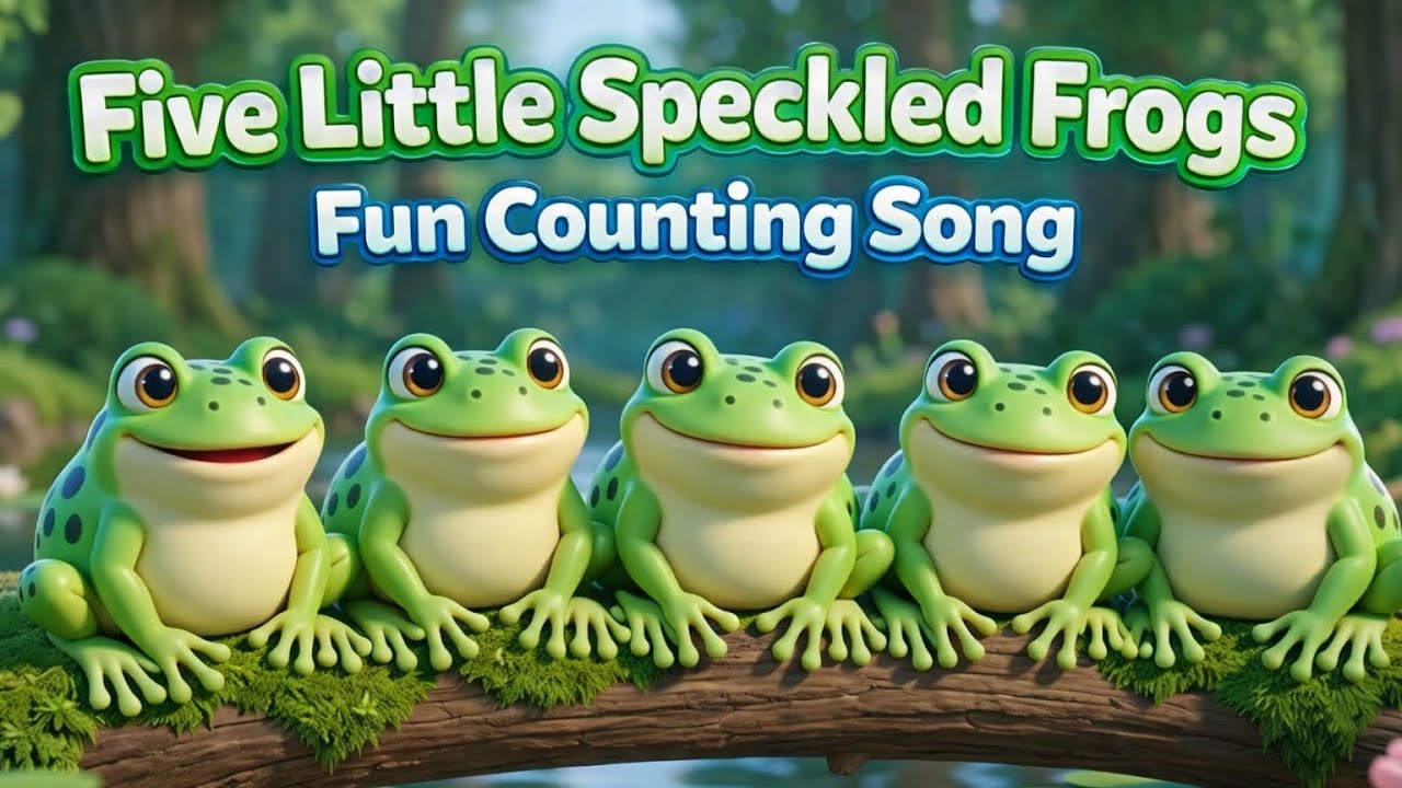 Five Little Speckled Frogs 🐸 | Fun Counting Song for Kids | Nursery Rhymes & Baby Songs