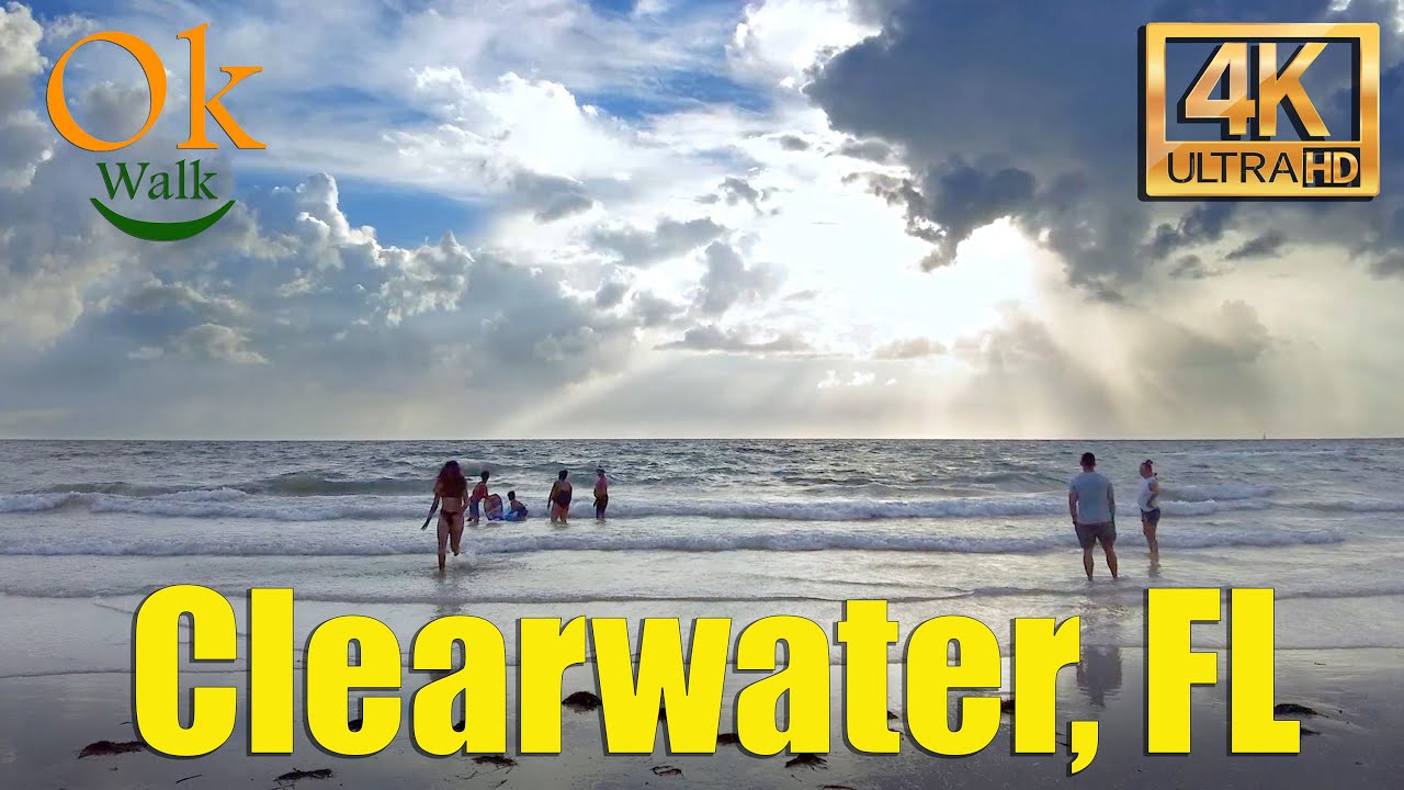[4k] Cloudy sky at Clearwater Beach Florida Walk - July, 2022 - High-Quality Stereo Sound