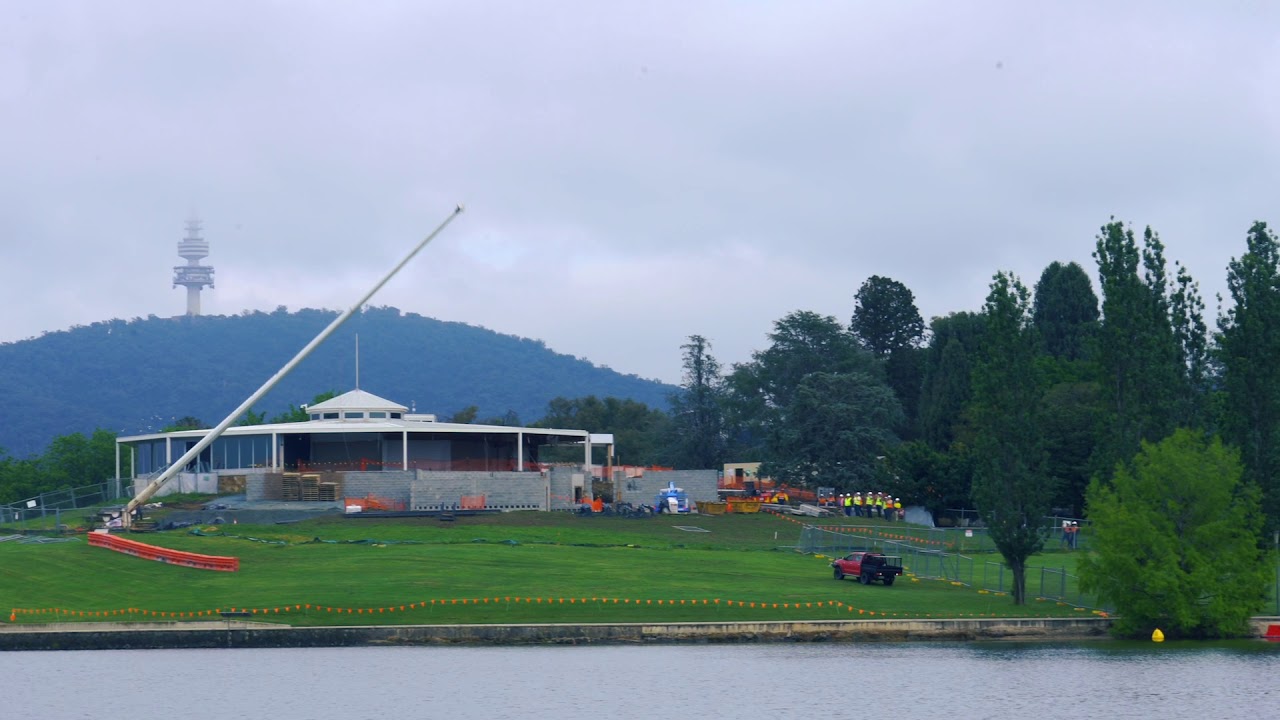 The Canadian Flagpole in Canberra, Australia comes down due to decay.