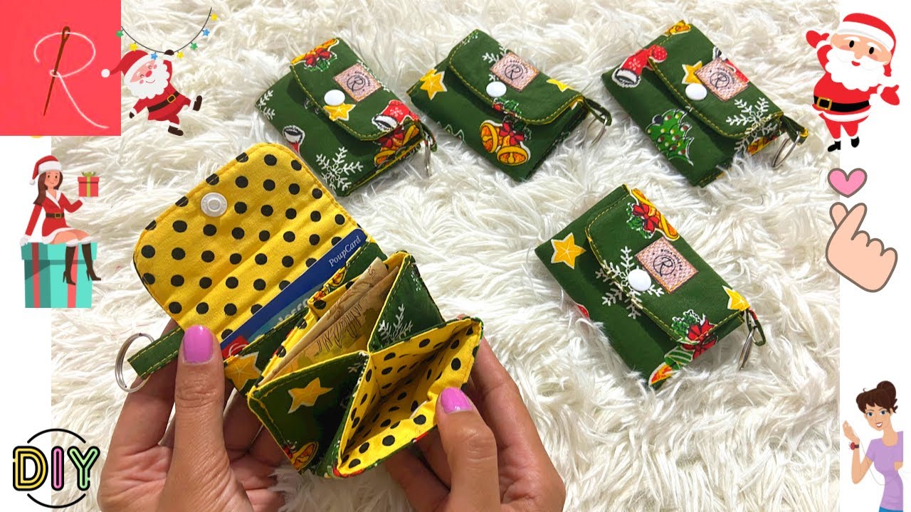 INCRÍVEL FORMA DE FAZER UMA CARTEIRA COM 3 DIVISÕES ⭐️ FEITA COM POUCAS COSTURAS ⭐️ PEÇAS DE NATAL