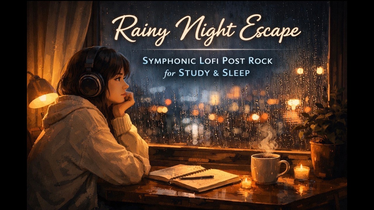 Rainy Night Escape | Symphonic Lofi Post Rock for Study & Deep Sleep