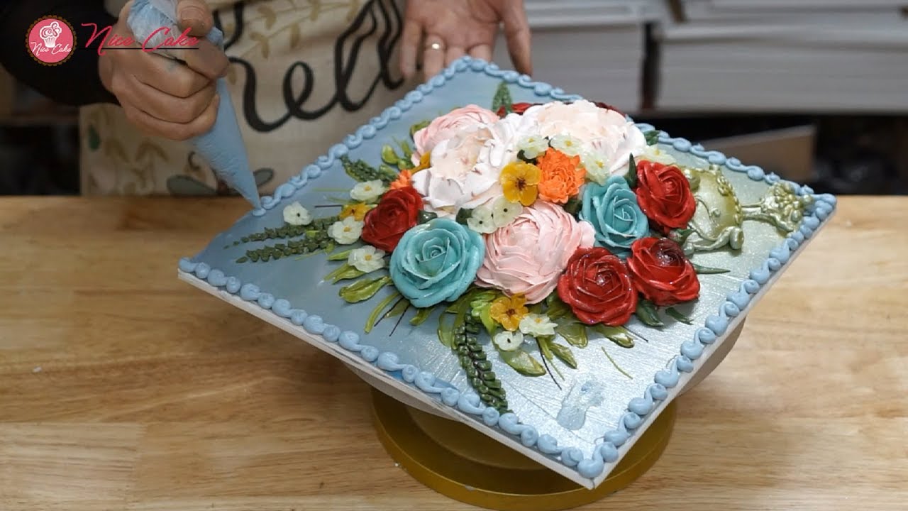 TRANG TRÍ BÁNH SINH NHẬT ĐẸP CHỈ ĐƠN GIẢN VỚI HOA - NICE CAKE DECORATING