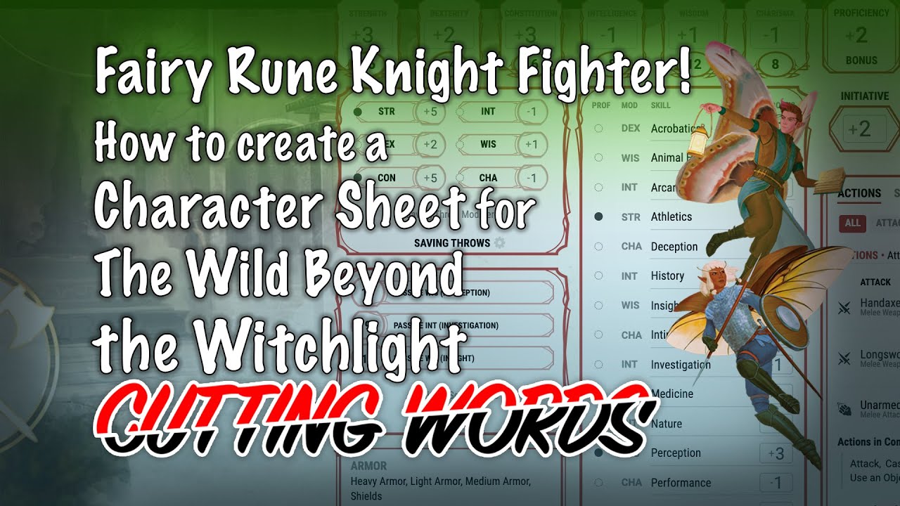 Fairy Rune Knight Fighter: How to create a Character Sheet for The Wild Beyond the Witchlight