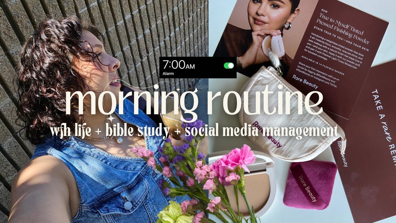 7AM Productive WFH Routine | at home pilates+ social media manager + bible study🤍