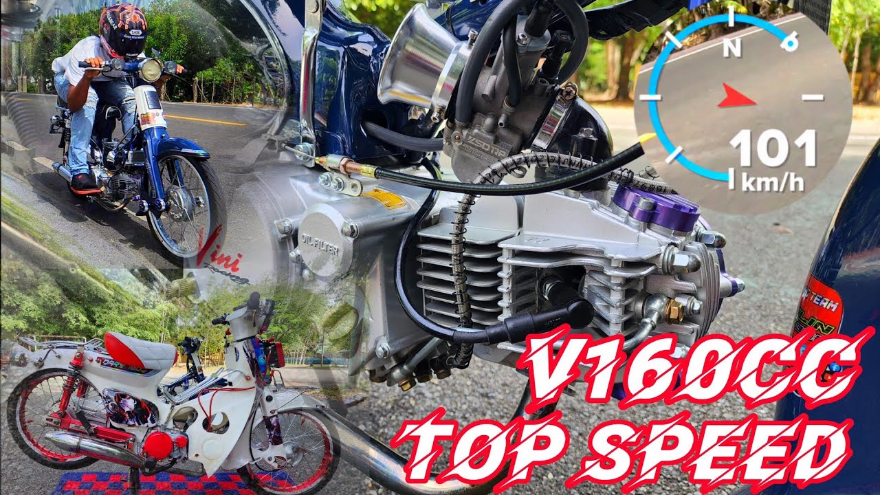 velocidad máxima motor vini 160cc carburador 30, rodaje (15 30) honda super cub top speed con go pro