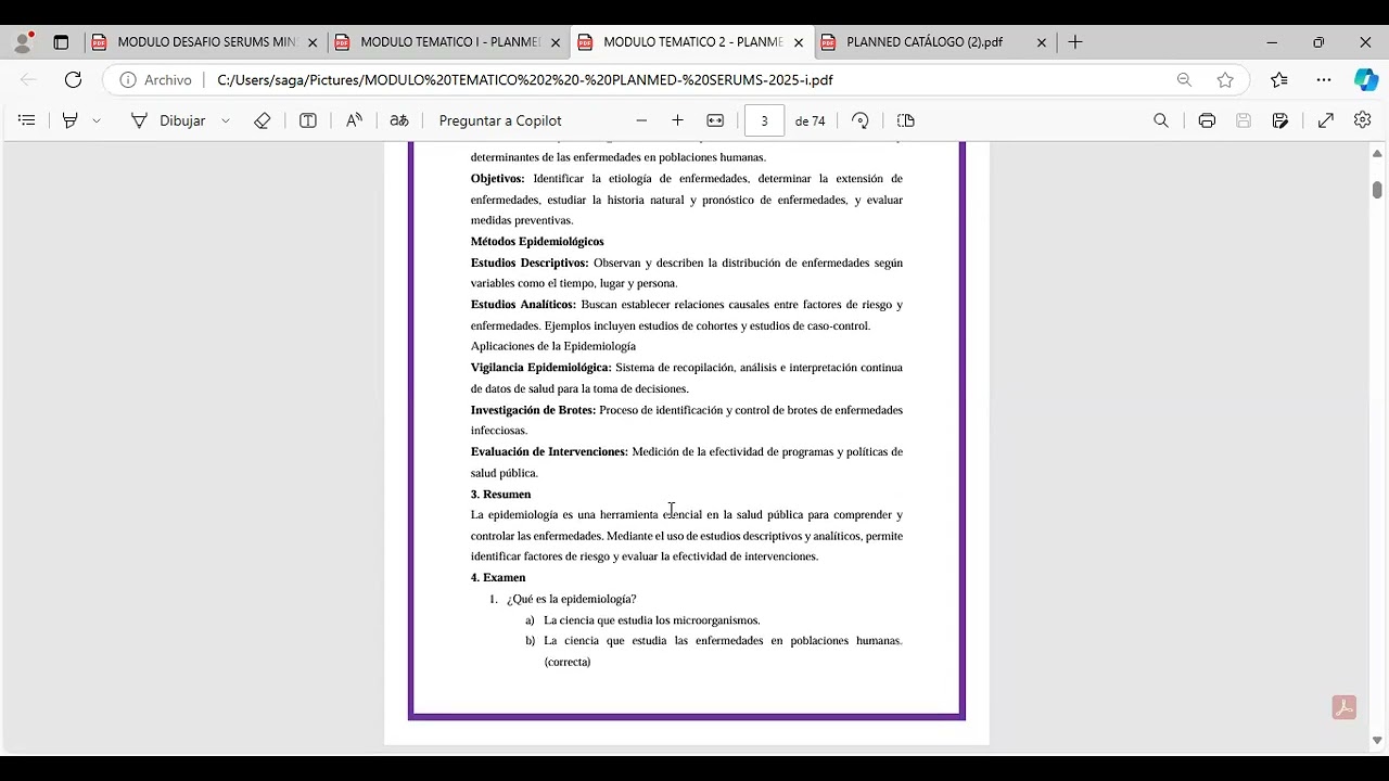 MODULO TEMATICO - SALUD PUBLICA -SERUMS -  PLANMED