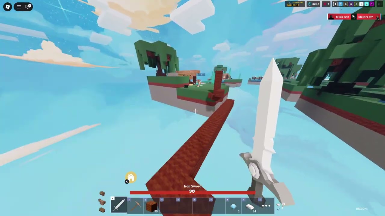 Playing roblox bedwars