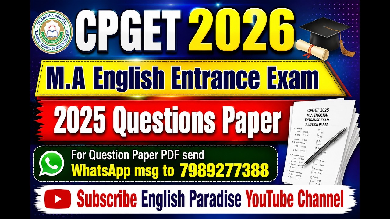 CPGET M.A English Entrance Exam 2025 Question Paper