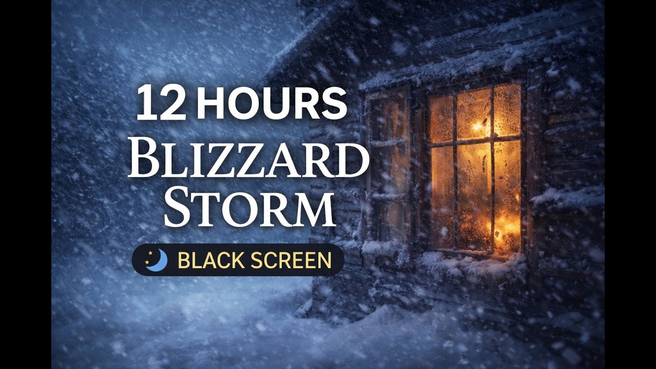 12 Hour Blizzard Wind & Deep Brown Noise 🌨️ Cozy Cabin Storm for Deep Sleep (Black Screen)