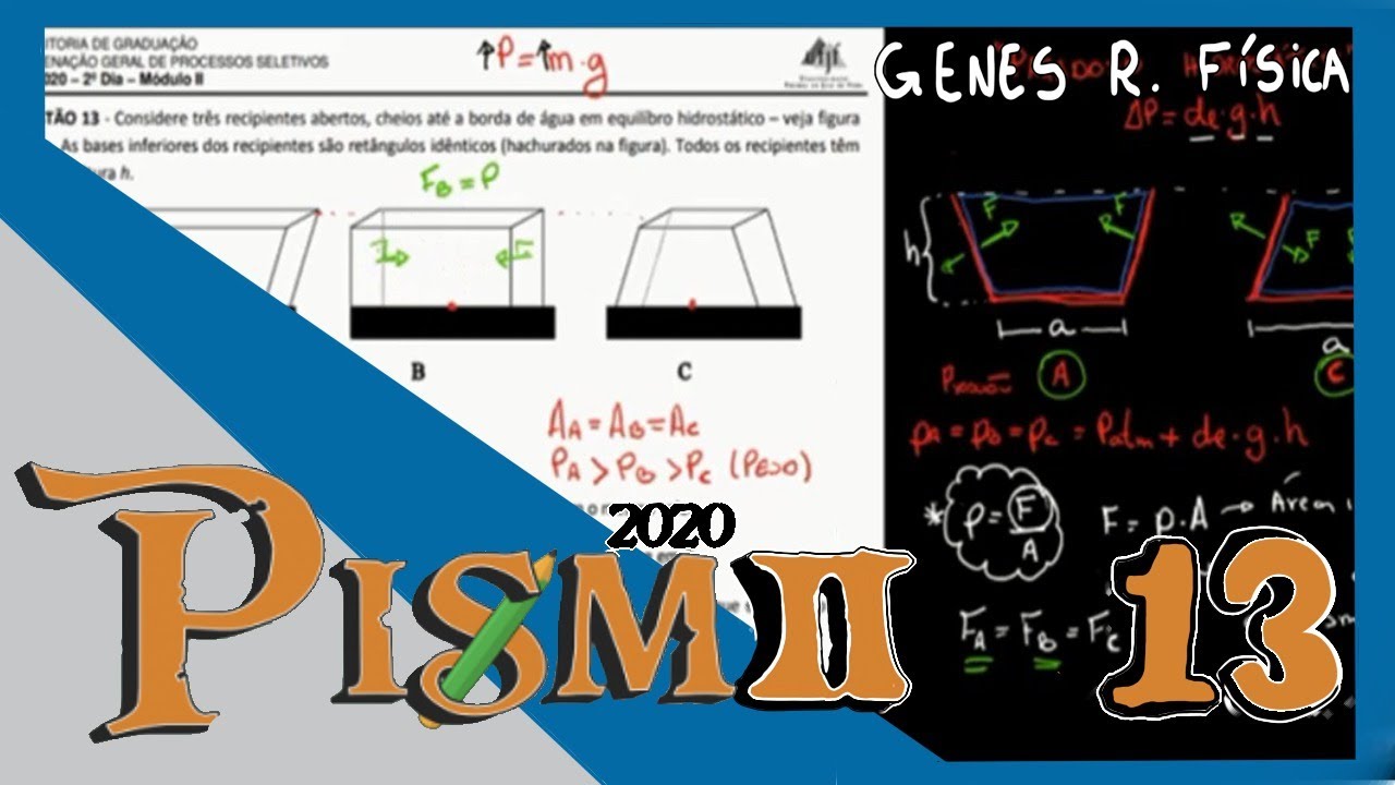 PISM 2 Questão 13 - Física - UFJF 2020 - Prof Genes R