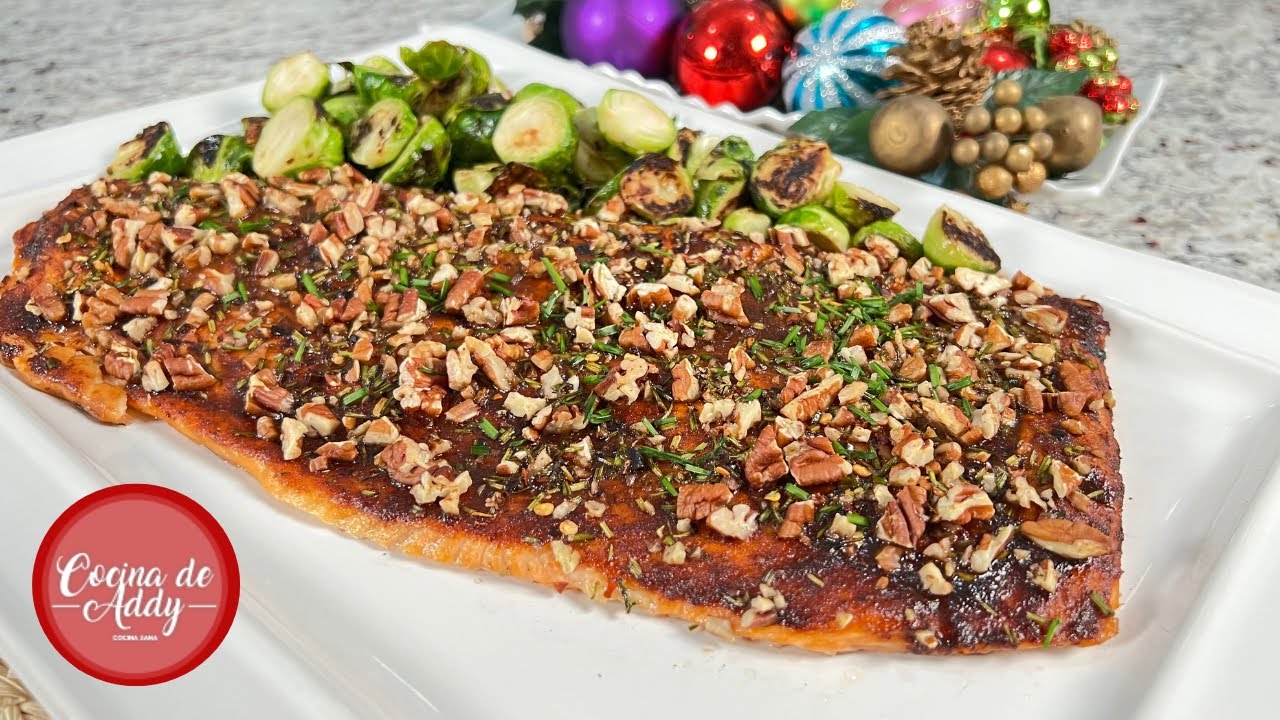 SALMÓN GLASEADO CON COSTRA DE NUECES. Alto en Omega 3 para fortalecer la memoria. Almuerzo o Cena.