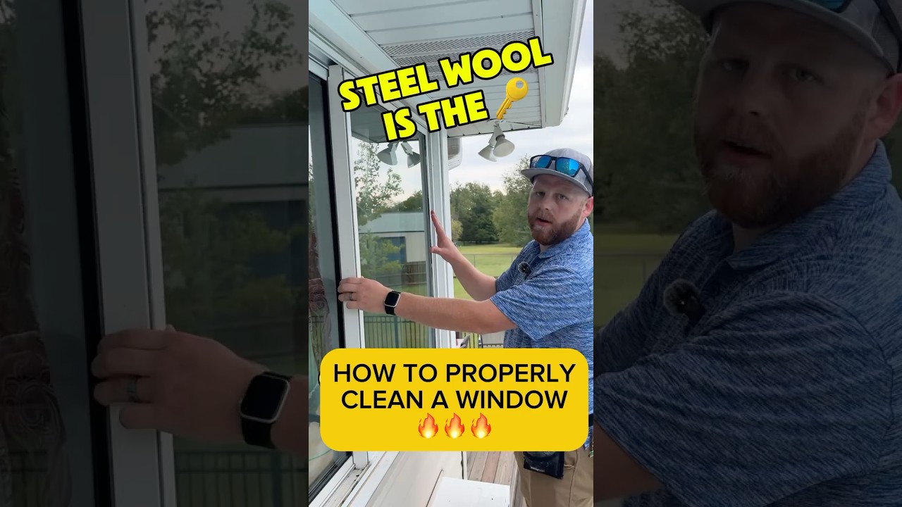 How do you clean a window???  #0000 Steel Wool is the Key🤫 #windowcleaning #cleanwindows