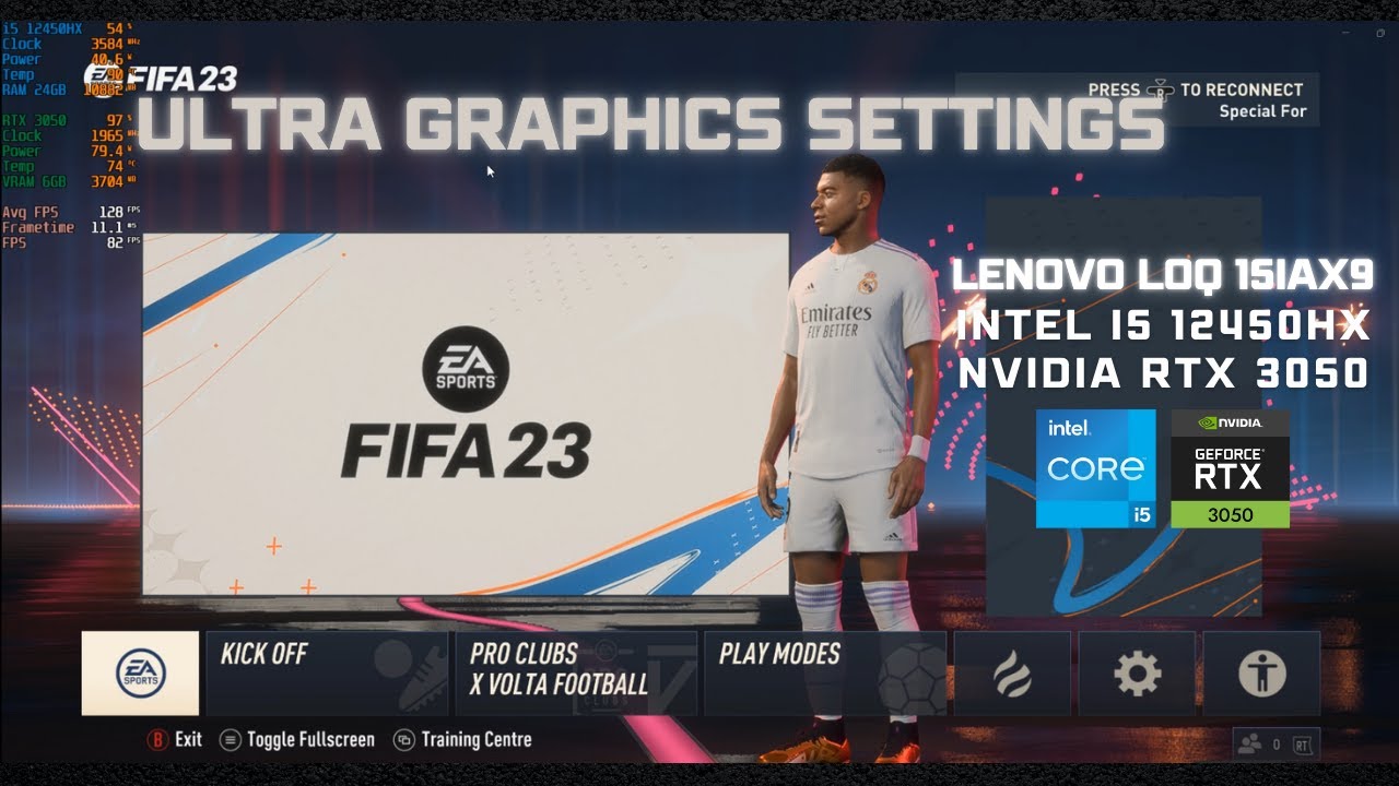 Lenovo LOQ 15IAX9 i5 12th Gen 12450HX RTX 3050 - Test in FIFA 23 Gameplay Ultra Graphics Settings