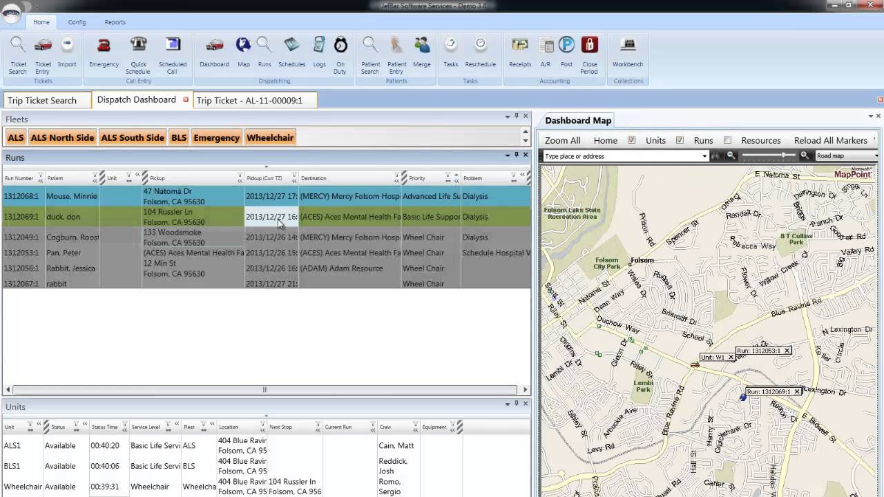 JefBar - Ambulance Computer Aided Dispatch (CAD) and Billing Software Demo