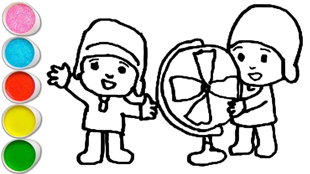 Cute pocoyo with Friends Drawing, Painting and Coloring For Kids and Toddlers_ Easy Drawing 