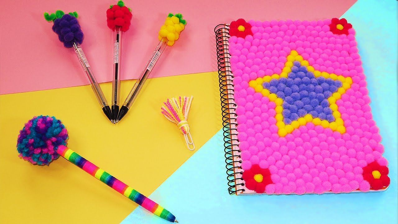 ♥ Diys: Decora tus Útiles Escolares con Pompones || Back to school  ♥