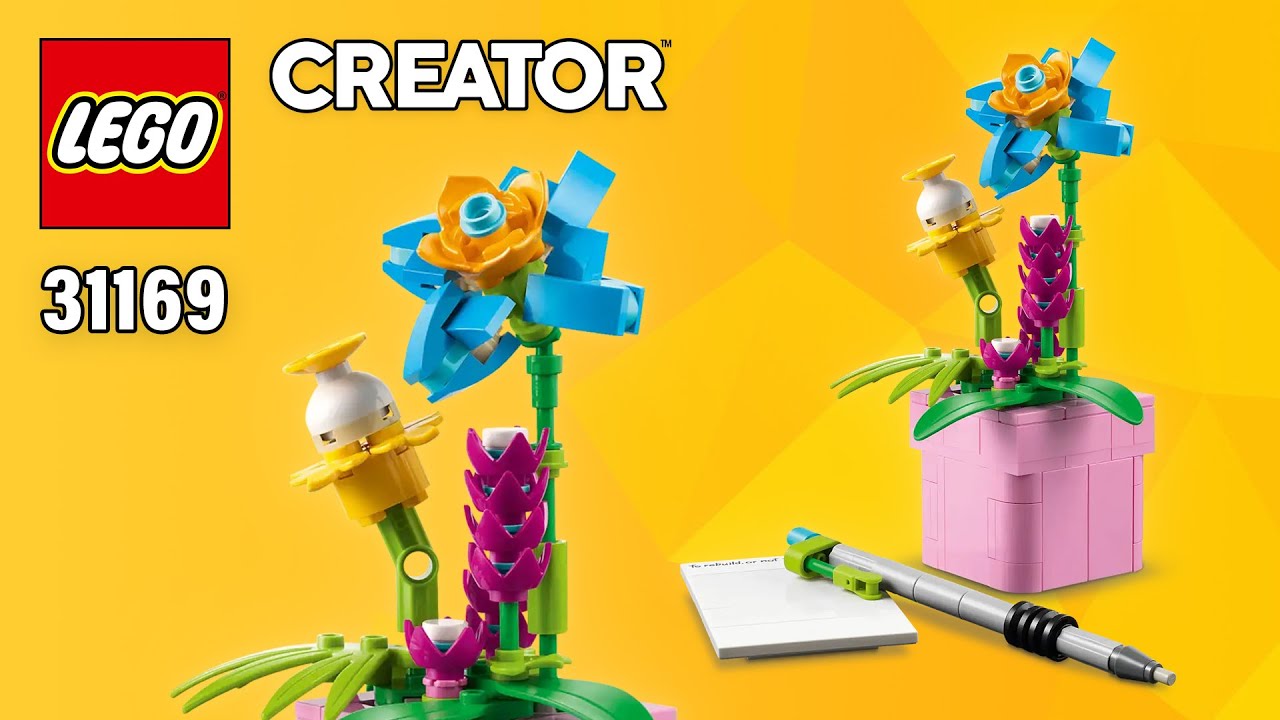 LEGO Flowerpot, Pen & Notebook (31169) from Creator 3in1 Typewriter with Flowers | Instructions