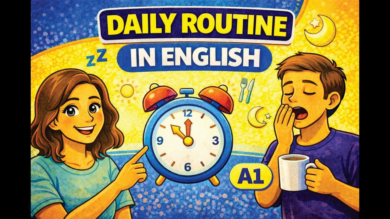 Daily Routine in English (A1) | Morning, Afternoon & Night | Easy English Conversation