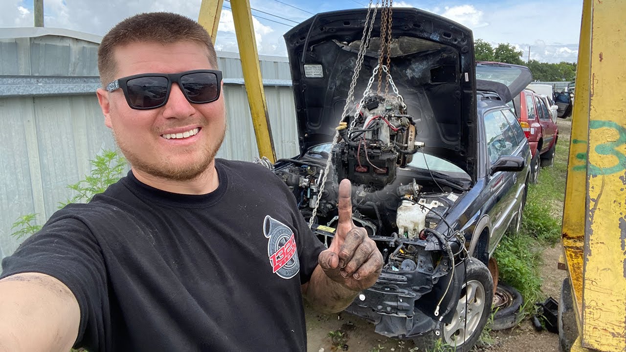 Junkyard Motor For The Subaru! (Hope it Runs)