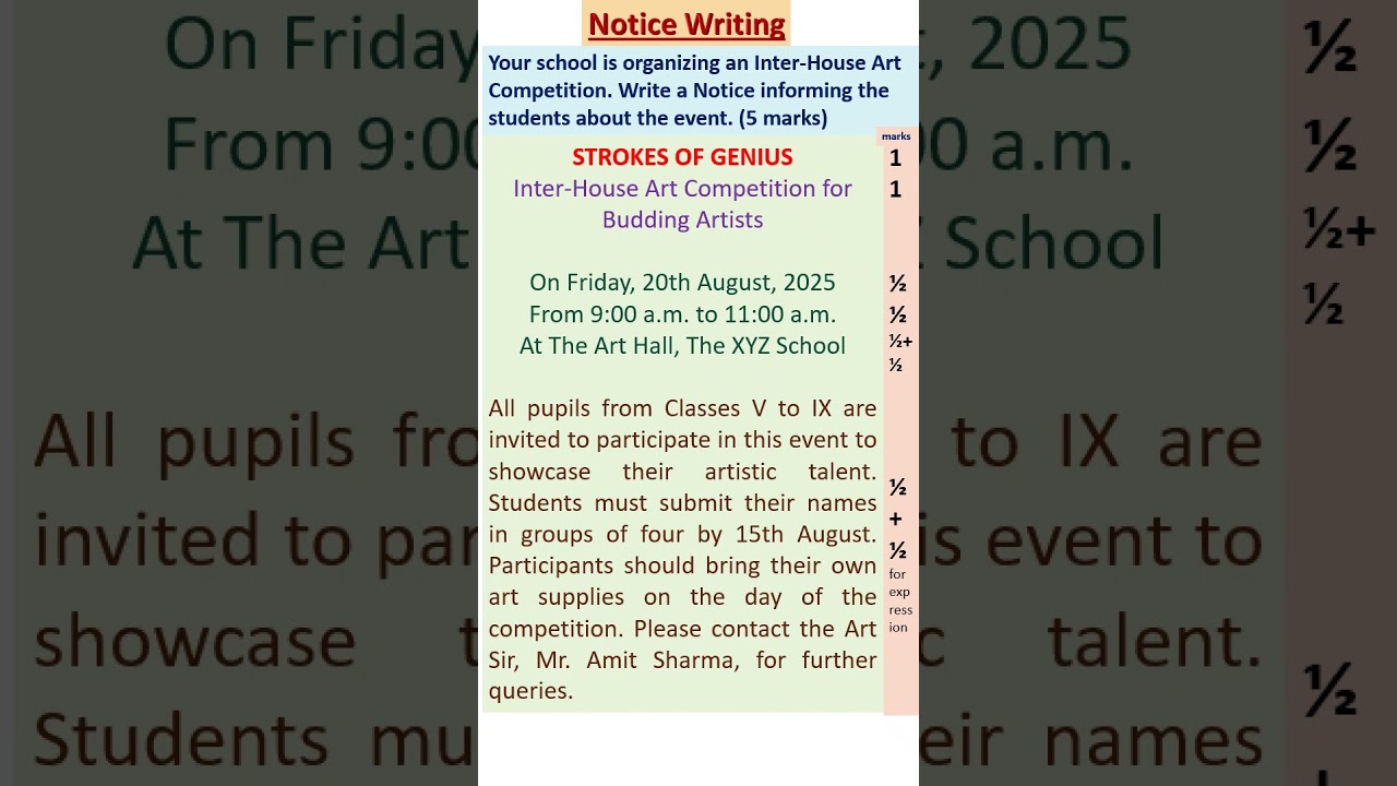 Grade 8-10- Notice Writing tips/ ICSE Board Pattern #english #shorts  #tenses #notice #grammar
