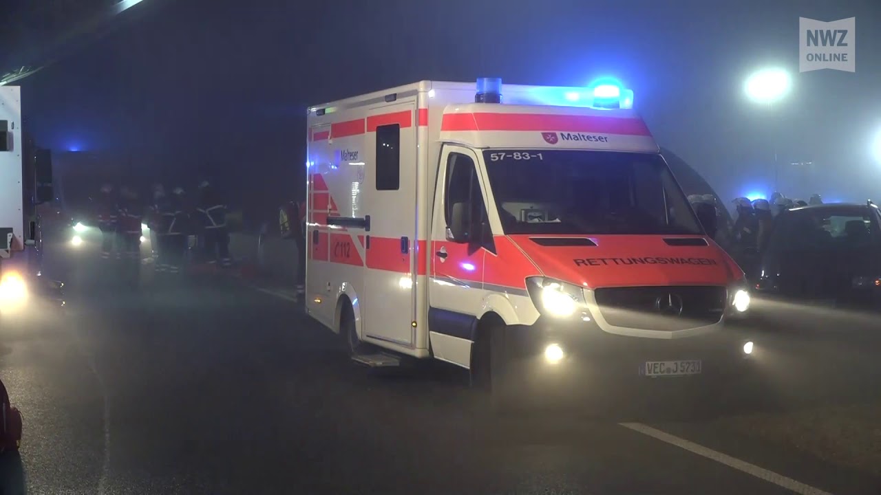 Massenkarambolage auf A1 bei Wildeshausen und Unfälle auf der A28 bei Westerstede