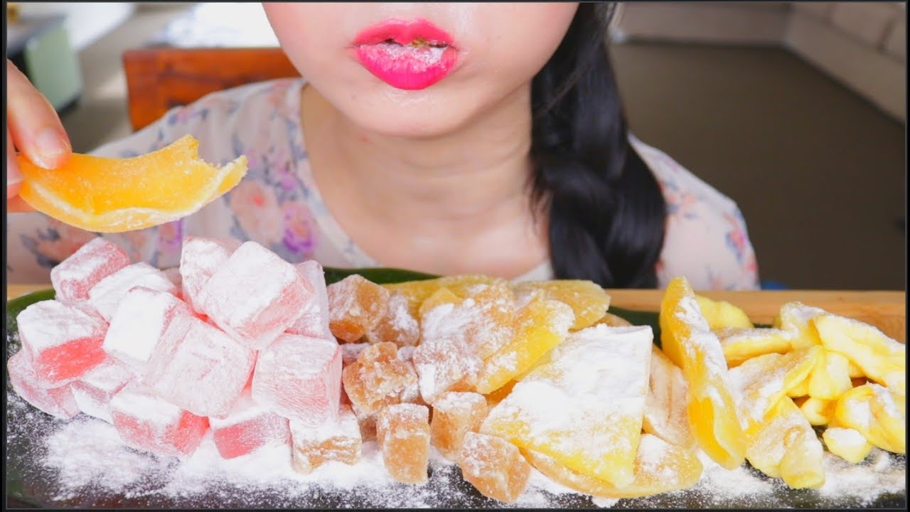 ASMR TURKISH DELIGHT | DRIED FRUITS | MANGO | GINGER | APPLE | EATING SOUNDS | NO TALKING