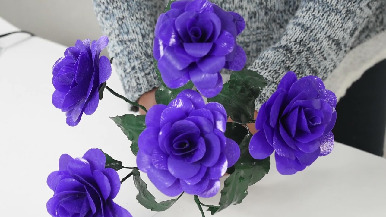 Rosas fáciles de hacer con bolsa plástica